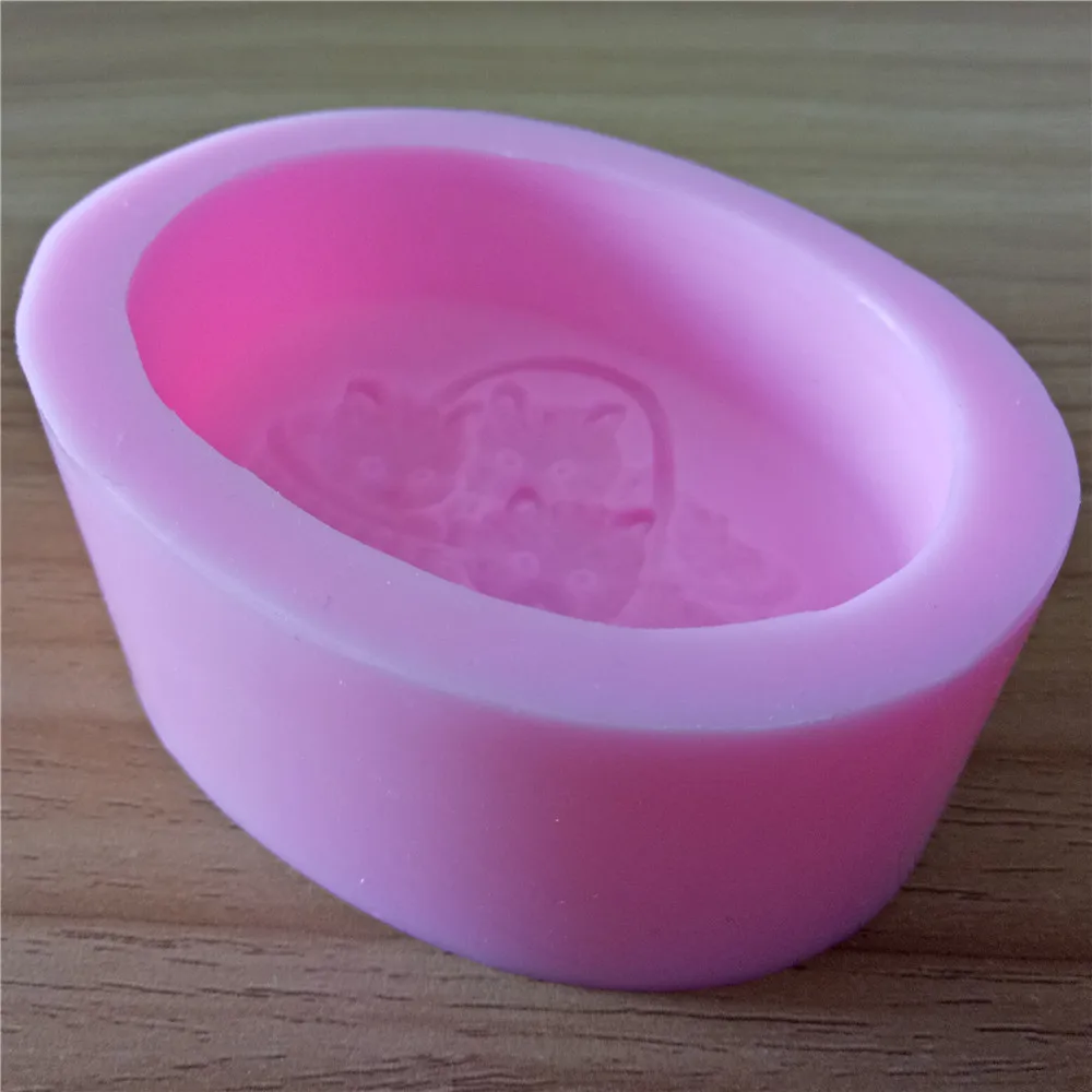 Форма для мыла с тремя кошками овальные 3D силиконовые формы изготовления мыла|mold