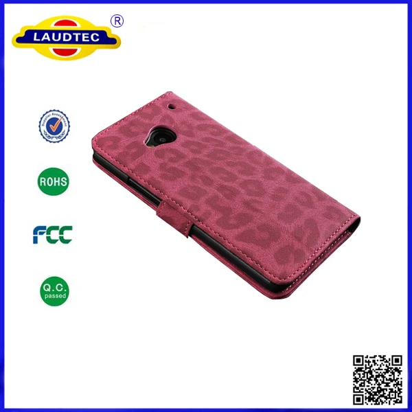 200pcs/lot Made in China Leopard Flip Wallet Leather Case Cover For HTC One 2(M8) Free Shipping--Laudtec |