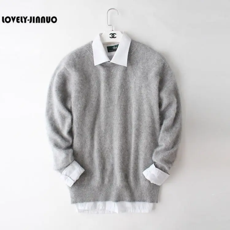 LOVELY-JINNUO 2021 новый свитер из натуральной норки и кашемира Для мужчин чистый