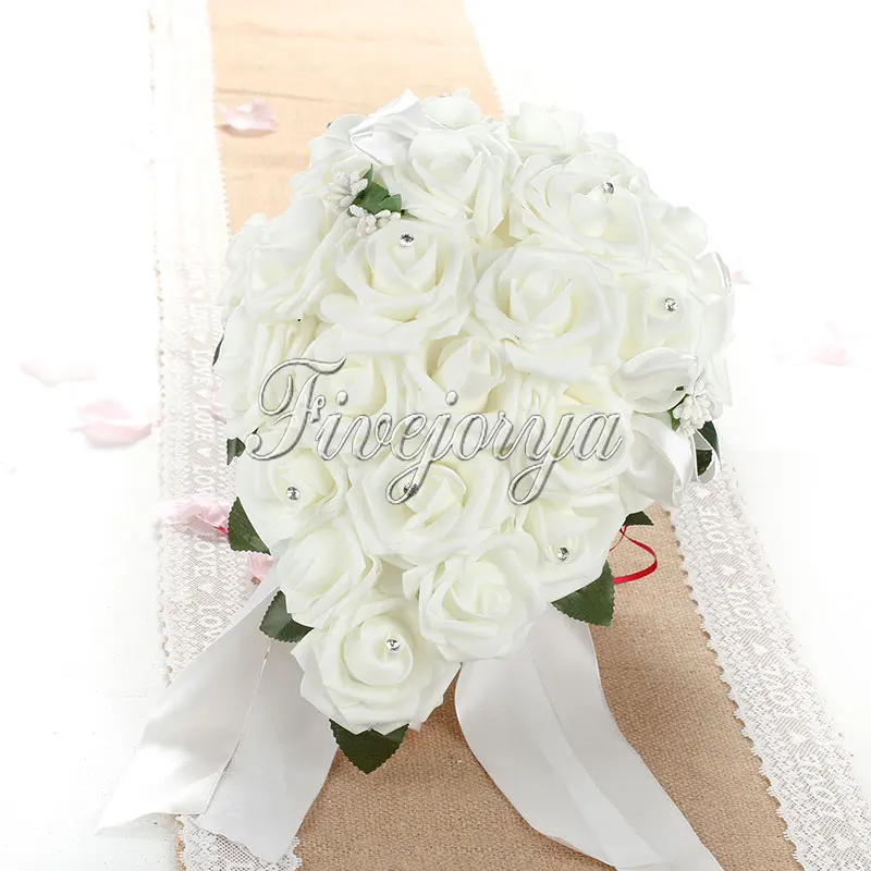 Романтика Букеты свадебные розы Каплевидная форма шелковые цветы ручной работы
