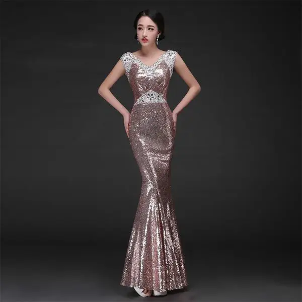 На Складе 2016 Дешевые Зеленый Русалка Вечерние Платья Блестками Кружева V