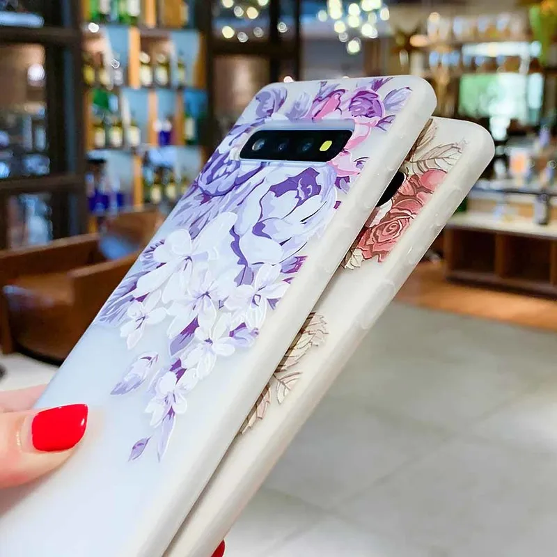 Relief Phone Cases For Samsung Galaxy S10Lite Case Florlal Silicon Cover A7 2018 A8 S10e A50 Matte TPU Coque | Мобильные телефоны и
