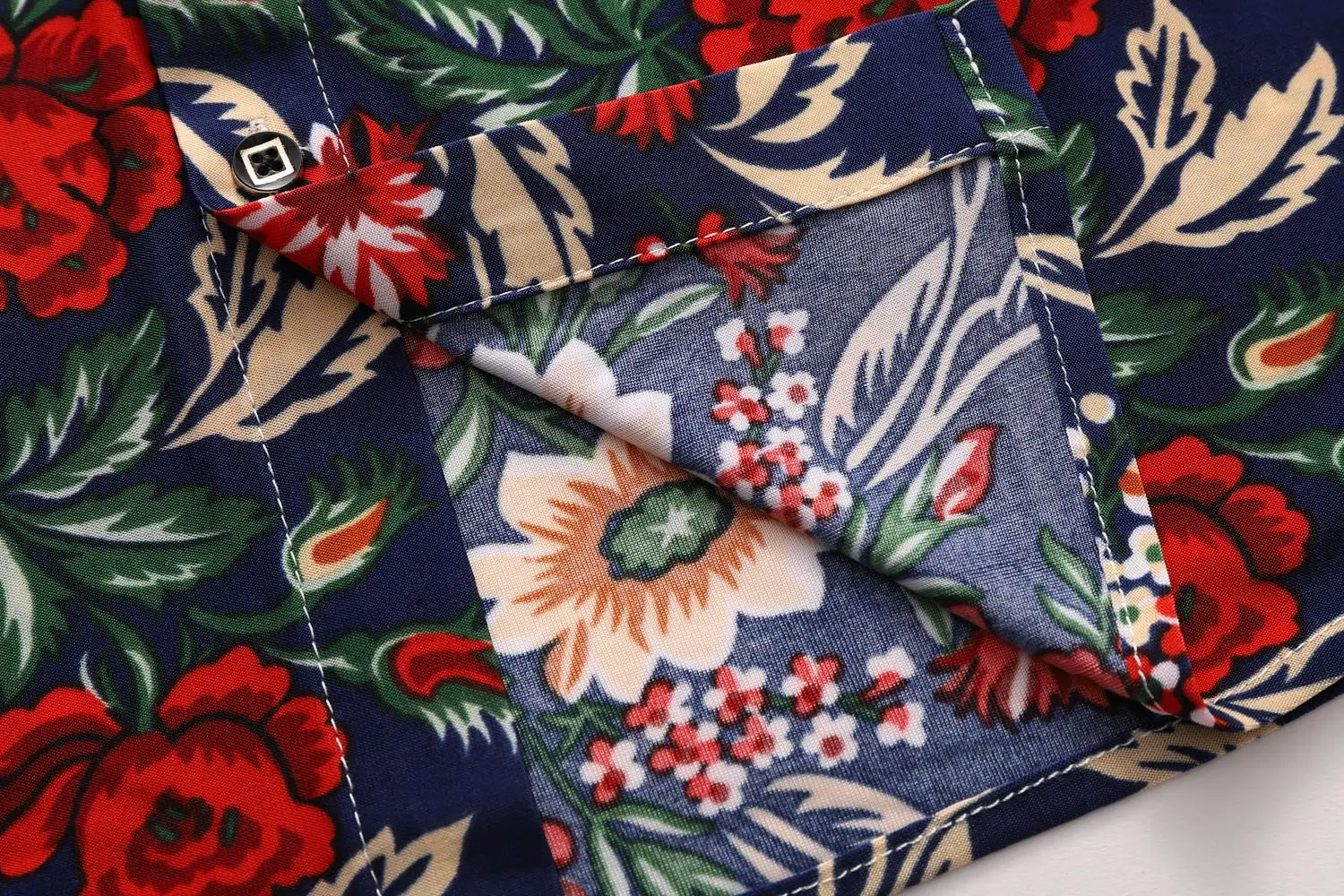 

Casual Men's Shirts Blouse Menswear Flower Hawaiian Shirt Mens clothing Slim fit Fashion Summer Red Blue