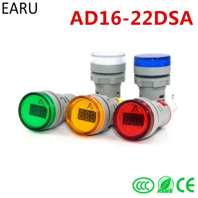 DIY 220V AC 22mm Digital Display Ampermeter Monitor Current Indicator Signal Light Ammeter Tester Measuring 0-100A Ampere Meter |