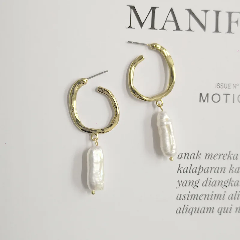 Retro Alloy Dangle Earrings Natural Pearl Pendant For Women Gold Color 2019 Jewelry Bijoux | Украшения и аксессуары