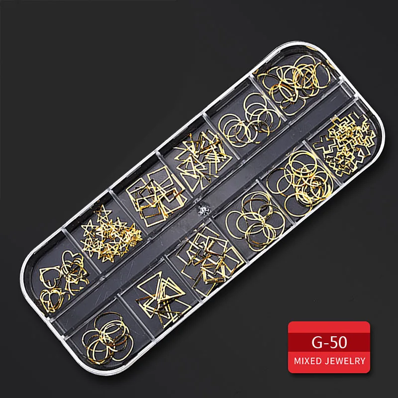 050 ROHWXY 1 коробка 3D дизайн ногтей аксессуары для ногтей маникюр Сделай Сам сплав Стразы для смешать все инструменты для маникюра и нейл-арта - Цвет: 050