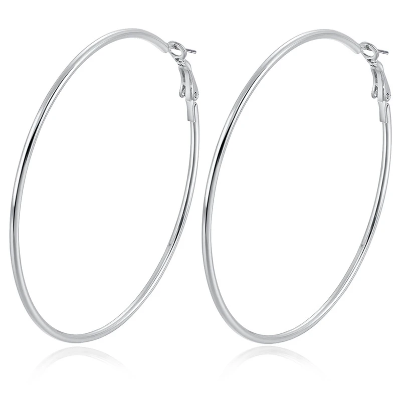 Big Hoop Earrings For Women Brincos Gold Silver Color Statement Jewelry Trendy Smooth Round Circle Geometric 2019 | Украшения и