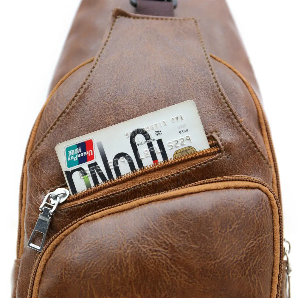 Модная мужская нагрудная сумка Классическая однотонная Спортивная повседневная