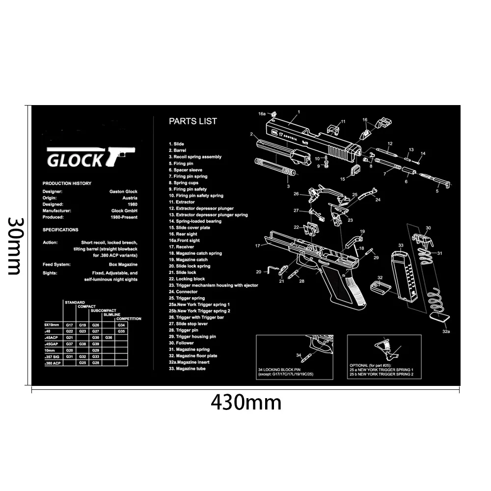 GLOCK AR15 AK47 пистолет резиновые перчатки для уборки мат W/части схема и инструкции Armorers коврик для верстака коврик для мыши для Glock SIG P220 P226 P229 1911 - Цвет: GLOCK