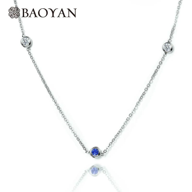 BAOYAN 316L Нержавеющая Сталь Серебряный цвет крошечные циркониевые кулон ожерелье