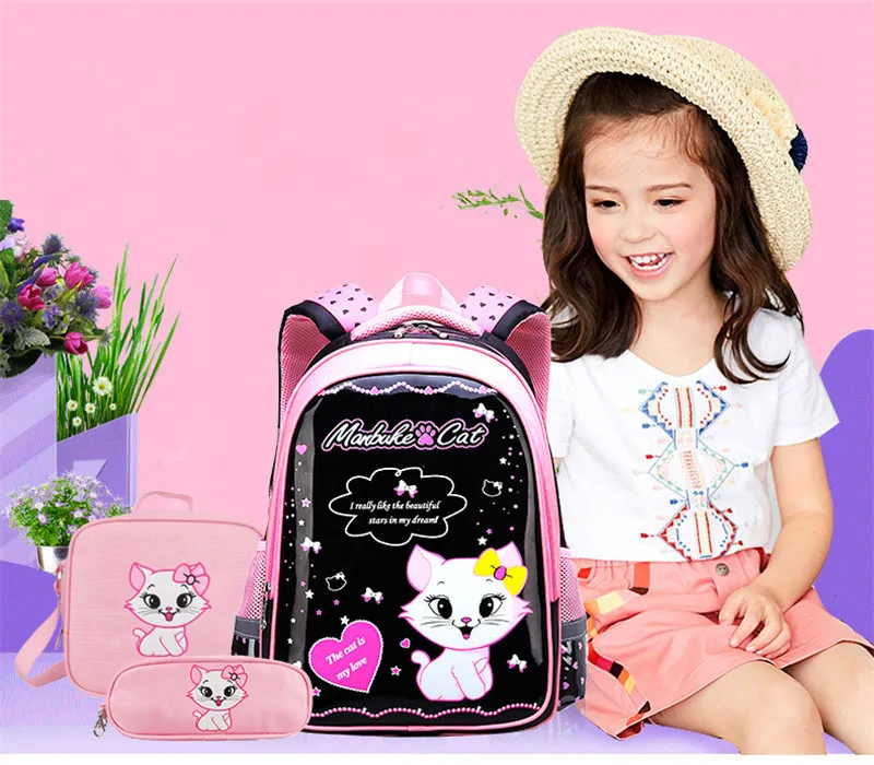 Милые школьные сумки для девочек с рисунком кота, Детский рюкзак, детский школьный рюкзак, сумка для девочек