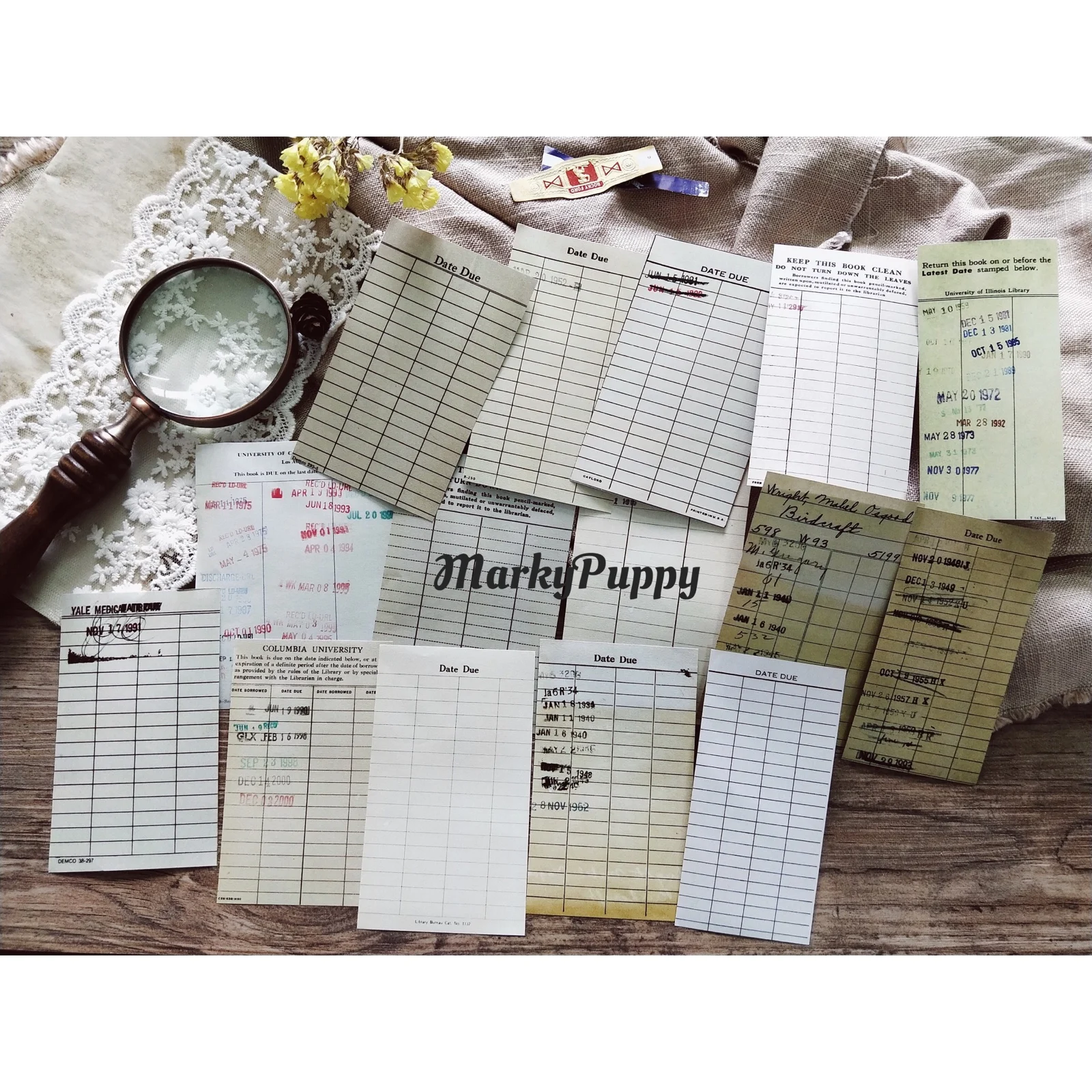16 шт./лот, винтажная библиотечная карточка Junkjournal, материал, бумага, ретро заглушка, декоративная наклейка, сделай сам, скрапбукинг, планировщик, дневник, альбом