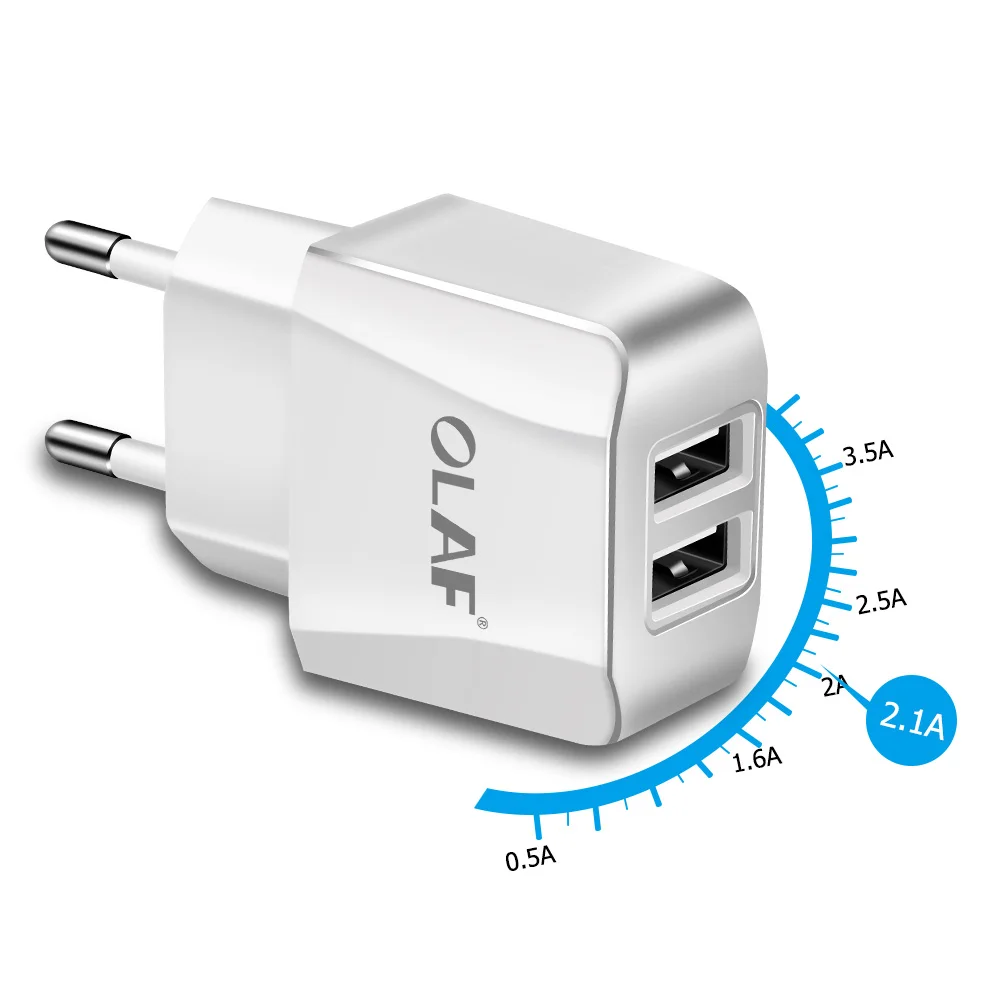 Олаф, двойное USB зарядное устройство, зарядное устройство для мобильного телефона, штепсельная вилка европейского стандарта, адаптер для путешествий, настенное зарядное устройство для iPhone X, 7, iPad, для samsung S8, S9, Xiaomi Mi, 8