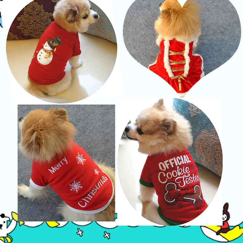 Рождественская Одежда для собак DOGGYZSTYLE Красная футболка маленьких щенков костюм