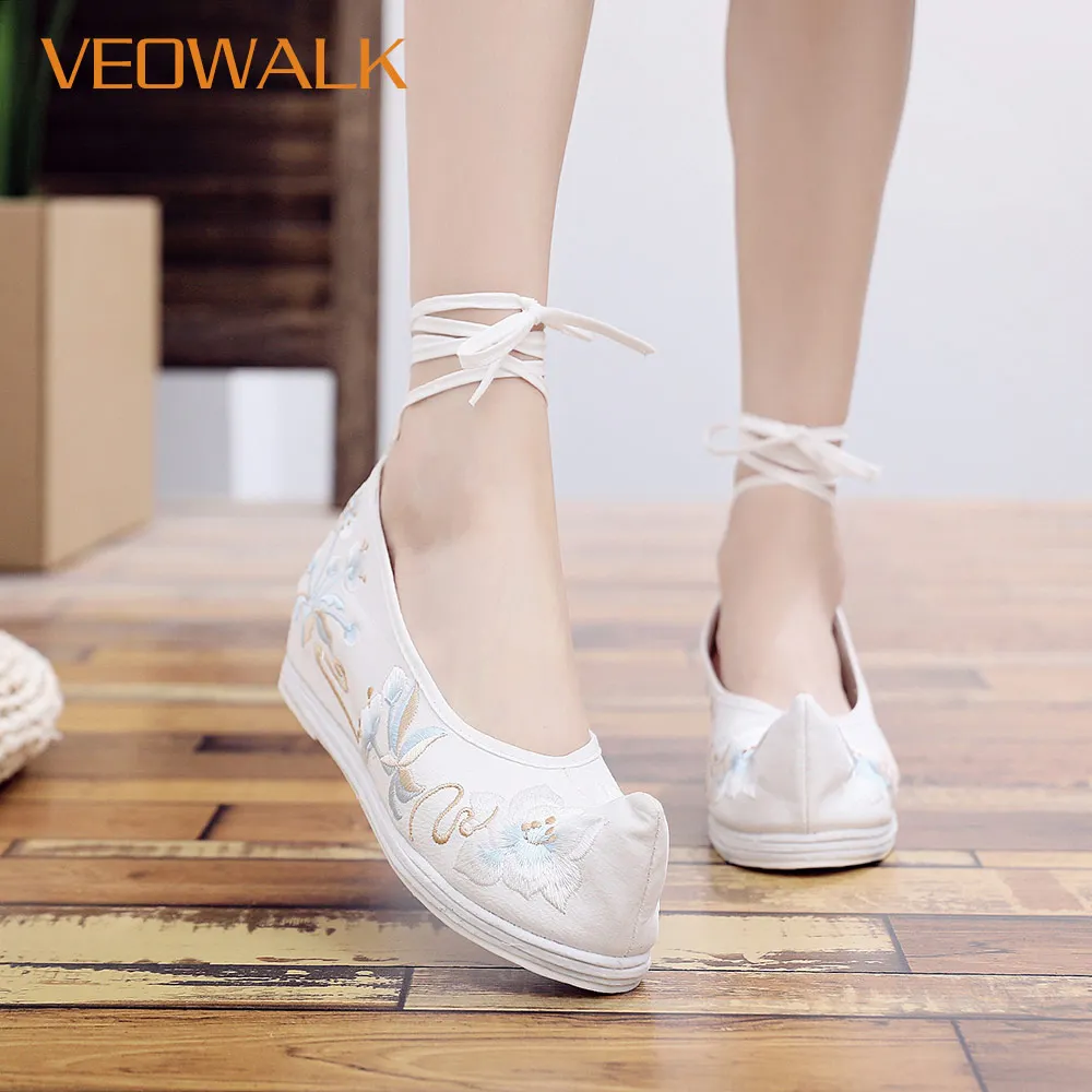 Veowalk на нос Женская Мягкая тканевая Скрытая обувь платформе Ремешок щиколотке