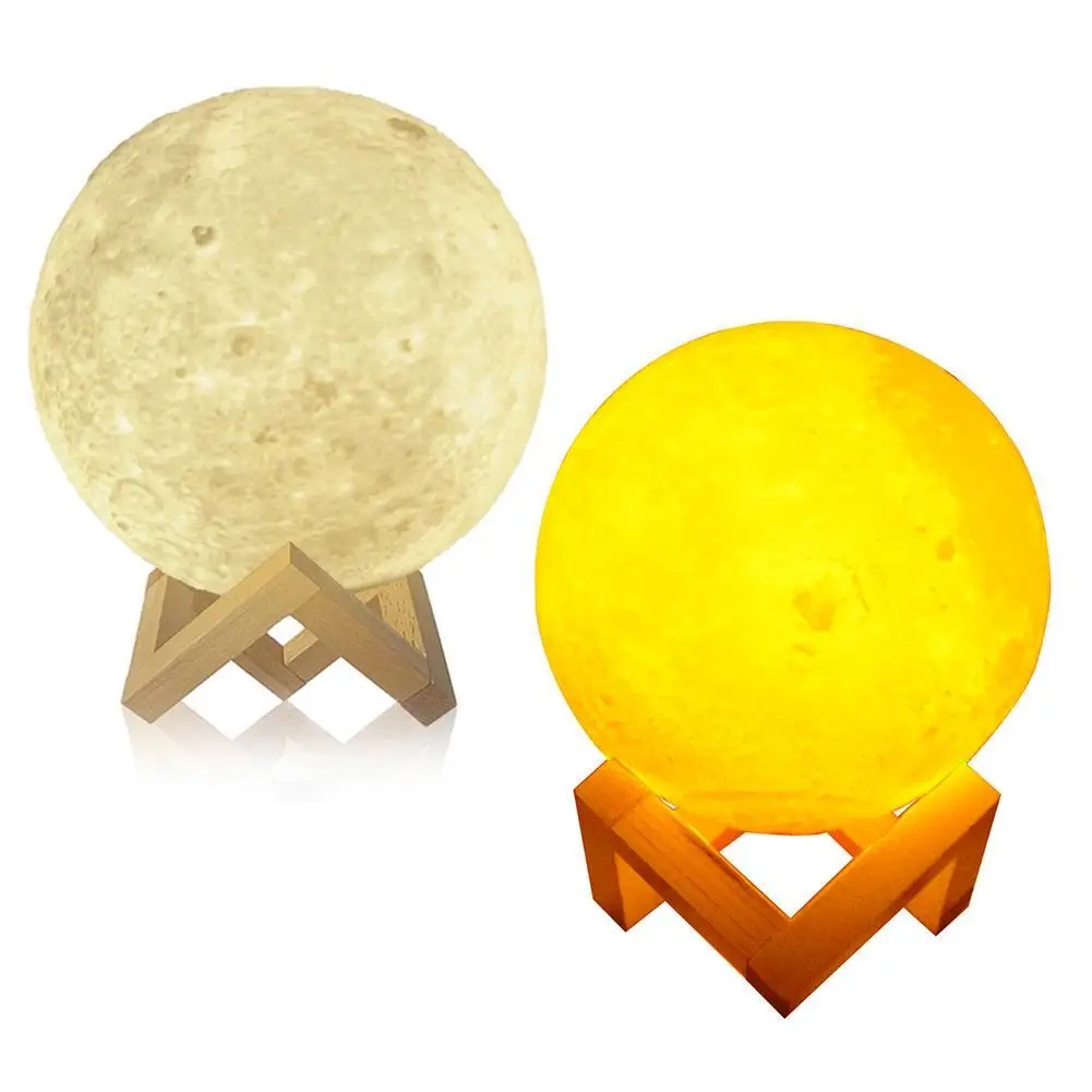 USB перезаряжаемая 8 см 3D лампа с принтом Луны 2 цвета сенсорный переключатель