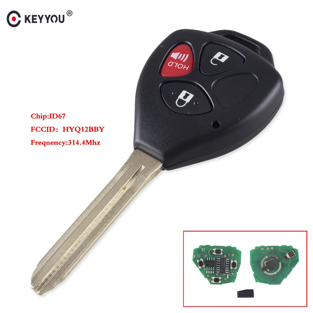 KEYYOU 3 кнопочный смарт телефон 314 4 МГц HYQ12BBY ID67 чип для Toyota RAV4/Hilux/Camry автомобильный