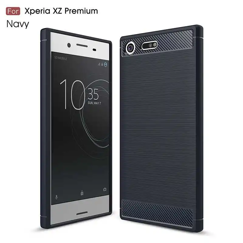 Mokoemi модный Ударопрочный Мягкий силиконовый чехол 5,4" для sony Xperia XZ Premium чехол для sony Xperia XZ мобильный телефон премиум класса чехол - Цвет: Navy Blue
