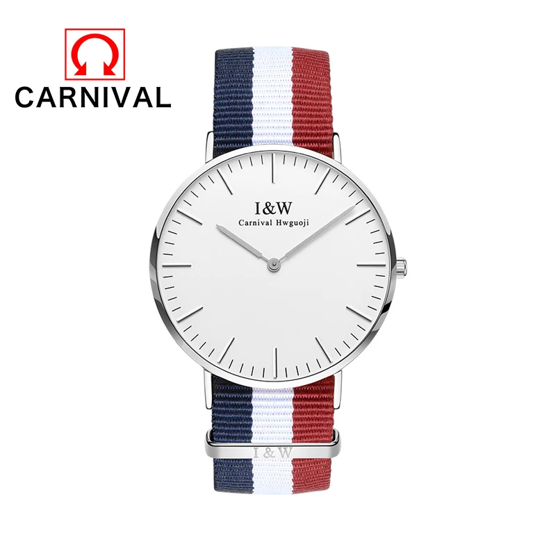 

2017 New Classic CARNIVAL Brand Nylon Strap Watches Women Ultra Silm Quartz Watch Wristwatch Fashion Casual Relogio Masculino