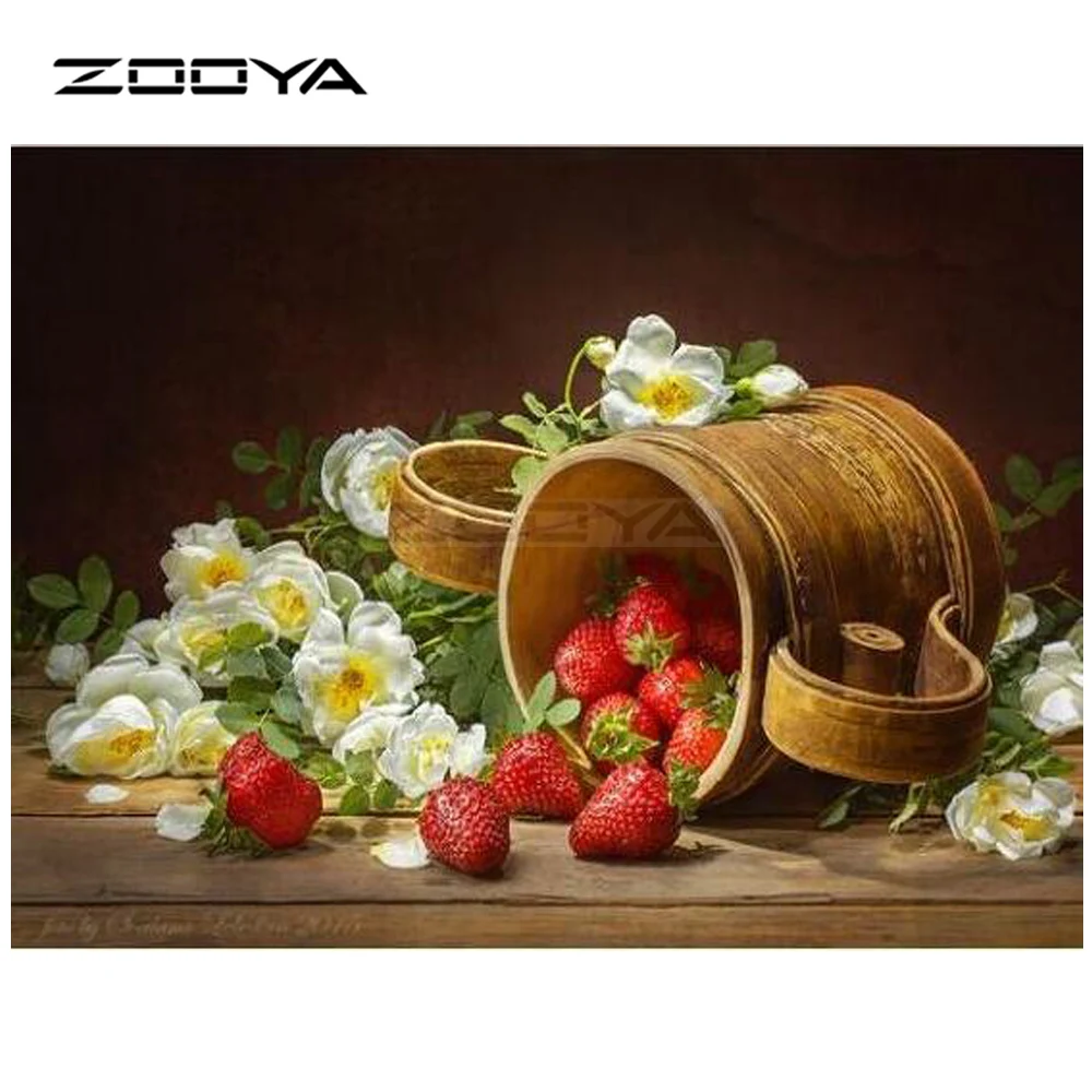ZOOYA Алмазная вышивка сделай сам алмазная живопись корзина клубника и цветы