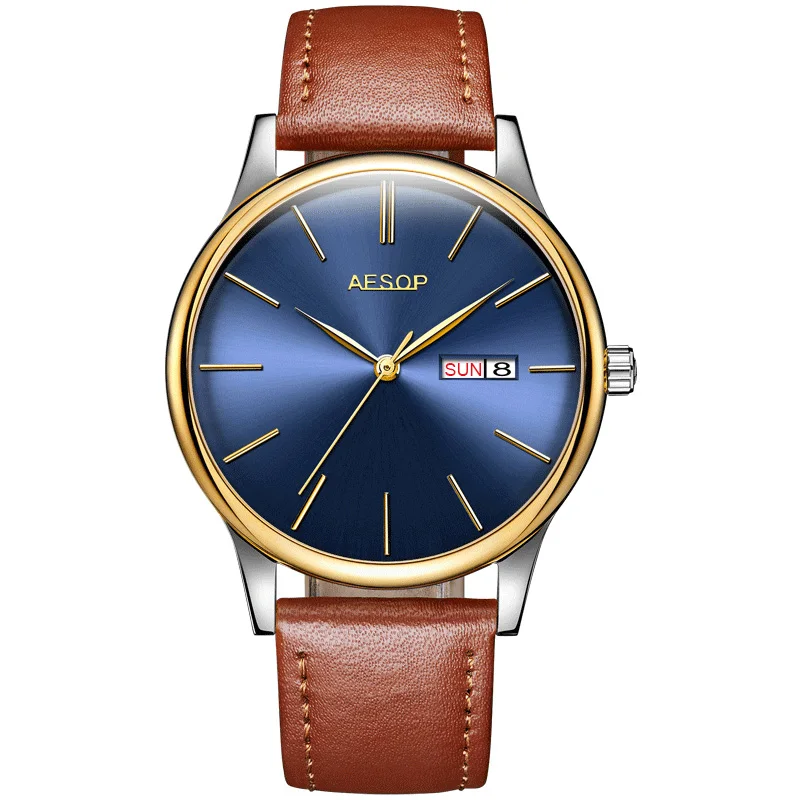 blue and brown Мужские часы Топ люксовый бренд Relogio Masculino модные мужские часы Стальные спортивные мужские часы reloj hombre montre homme - Цвет: blue and brown