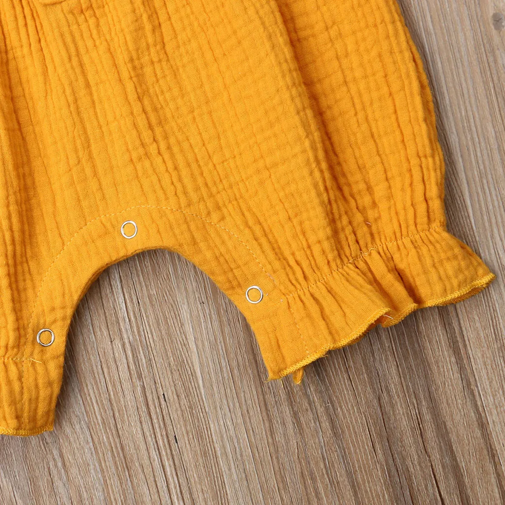 Summer Infant Baby Boys&Girls Fly Sleeve Ruffles Solid Romper Jumpsuit Clothes bebek tulum baby jumpsuit linen baby clothes