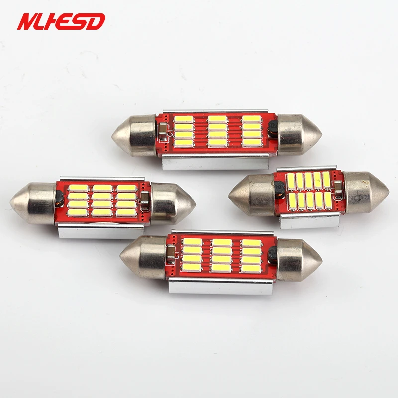 10 шт./лот светодиодная гирлянда 36 мм/39 мм/41 мм купол свет 12SMD 4014 SMD CANBUS салона лампы