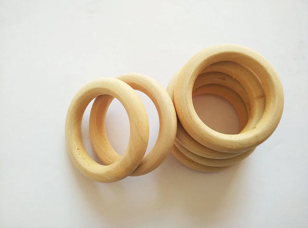 20 шт./лот деревянные кольца 50 мм необработанные натуральные круглые бусины|wooden