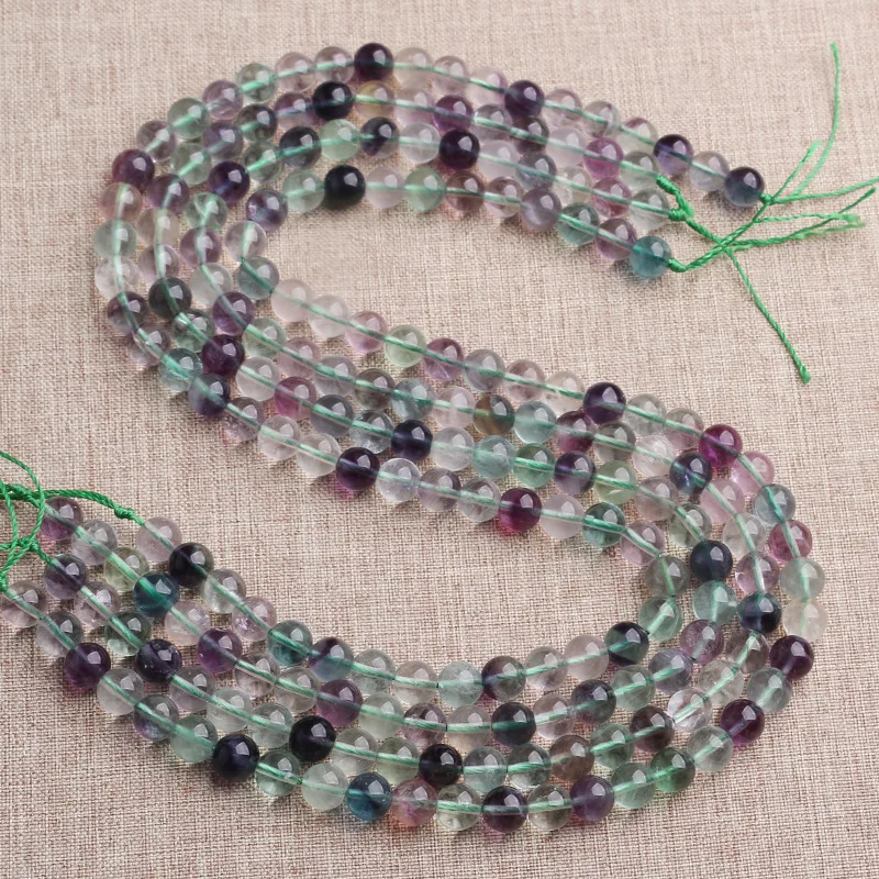 A Strand 15.5'' Natural Crystal Multi-colour Round Loose Fluorite Bead 4/6/8/10mm DIY Jelelry Supplies | Украшения и