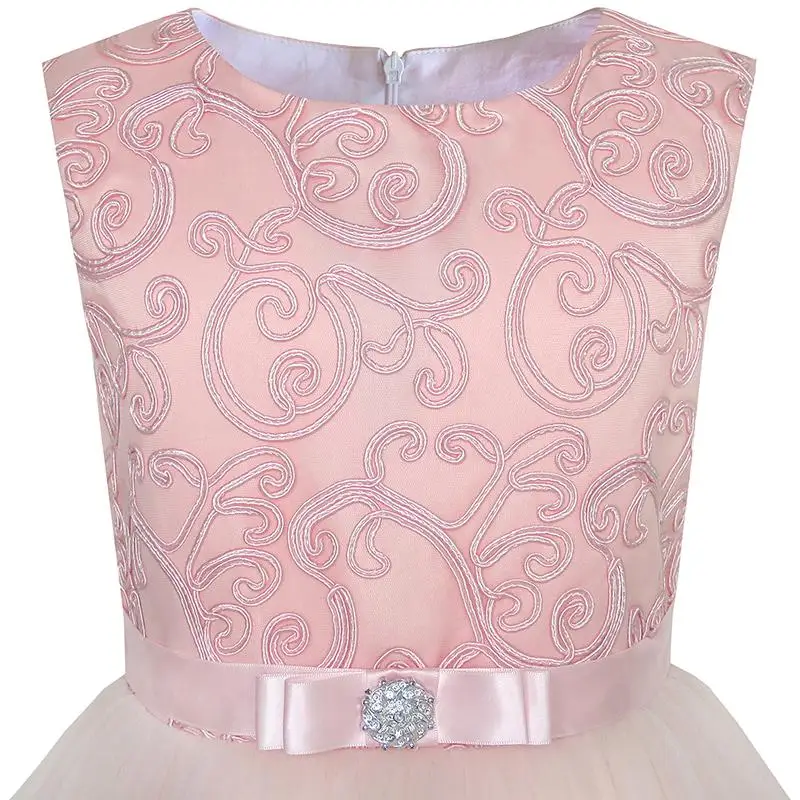 Flower Girl Dress Blush Belted Wedding Party Bridesmaid 2020 Summer Princess Dresses Kids Clothes Size 4-12 Carnival Vestidos | Детская