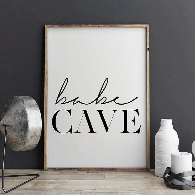 Babe Cave детская настенная живопись холст скандинавский Affiche черный белый