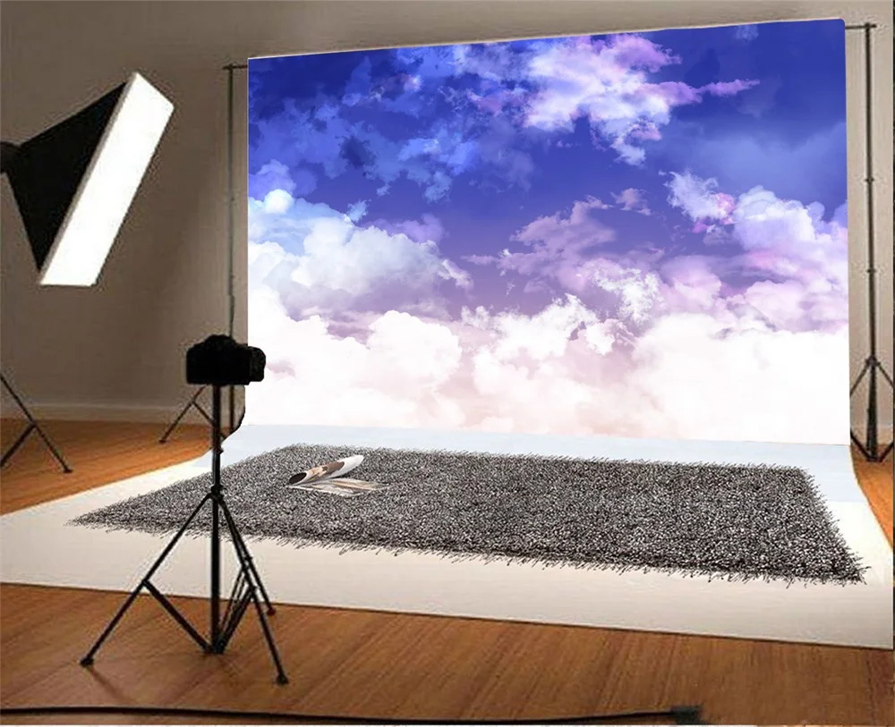 Laeacco Dream like Blue Sky White Clouds Portrait Photography Backgrounds Customized Photographic Backdrops For Photo Studio |