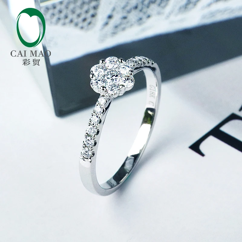 CaiMao 0.29CT Кластерное кольцо с натуральным бриллиантом, твердое 14kt Золотое обручальное кольцо для женщин