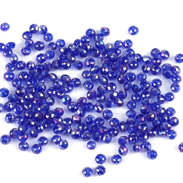 Dark Blue AB Многоцветные 2 мм 195 шт двухконусные хрустальные бусины ограненные круглые стеклянные бусины, DIY браслет ожерелье Изготовление ювелирных изделий - Цвет: Dark Blue AB