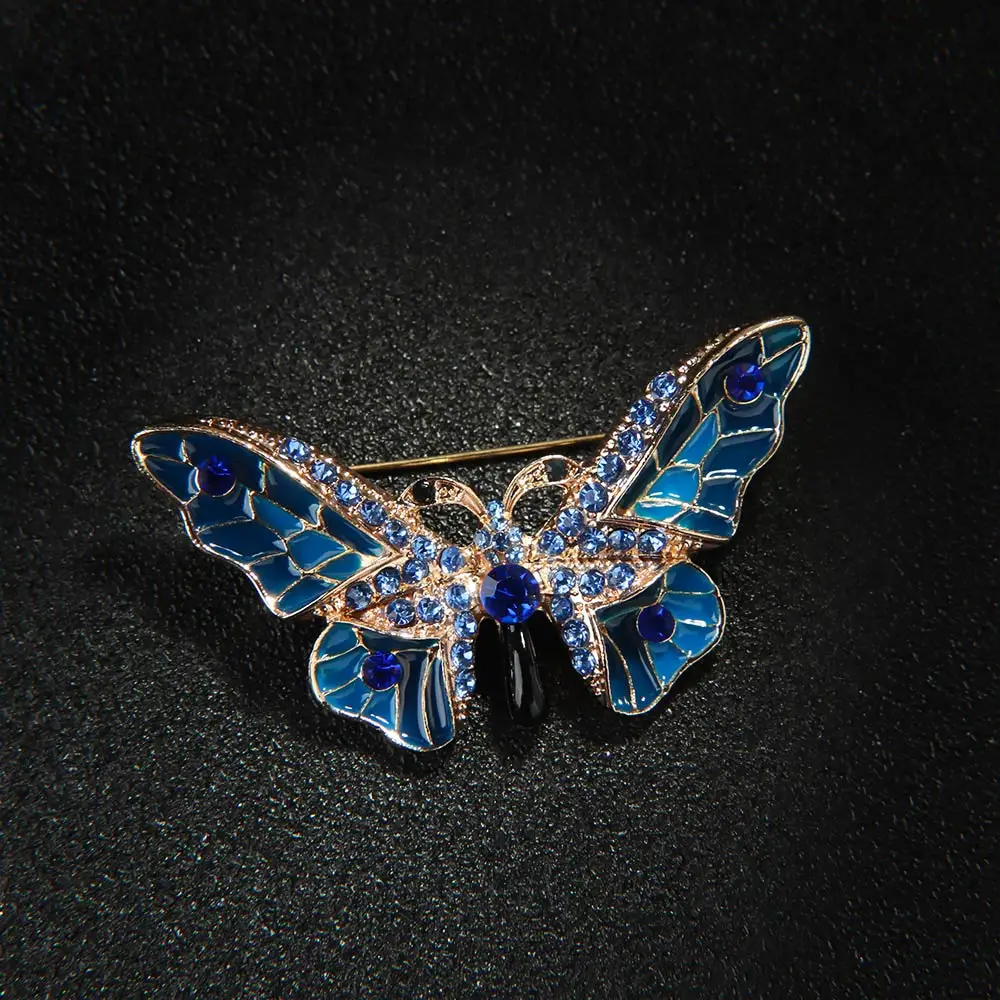 blue 1 шт. металлические броши в форме страз, эмаль с кристаллами, заколка на шарф, животное для женщин, ювелирные изделия, аксессуары - Окраска металла: blue