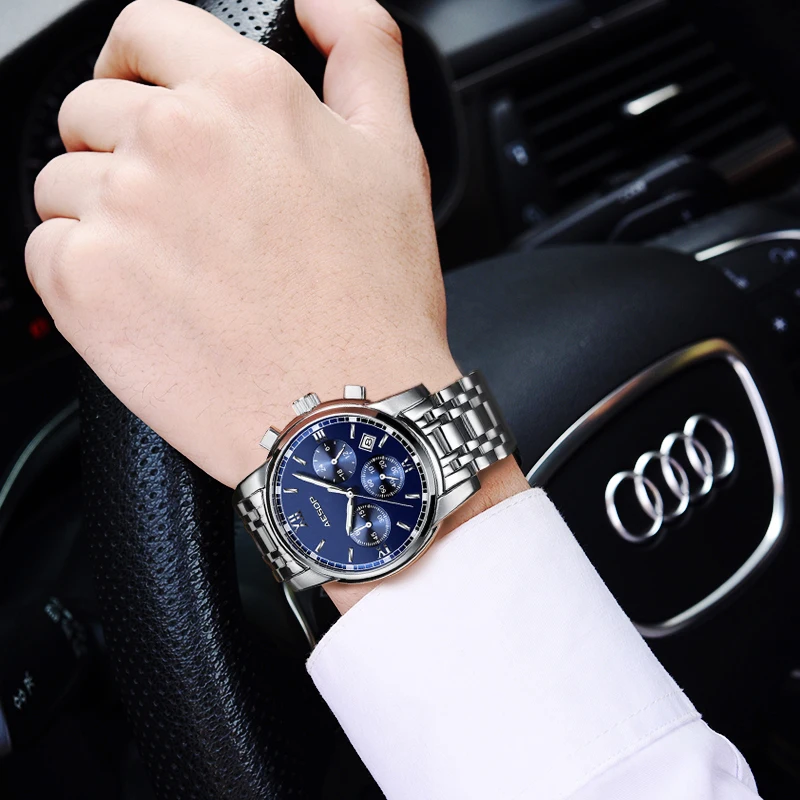 Мужские кварцевые наручные часы AESOP деловые ударопрочные водонепроницаемые из