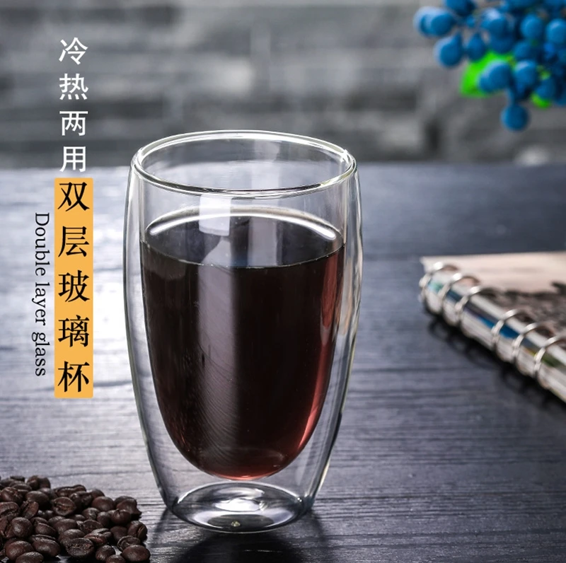 Ecocoffee Новая двухслойная стеклянная кружка 250/350/450 мл прозрачная прочная двухслойная чашка термостойкая конструкция