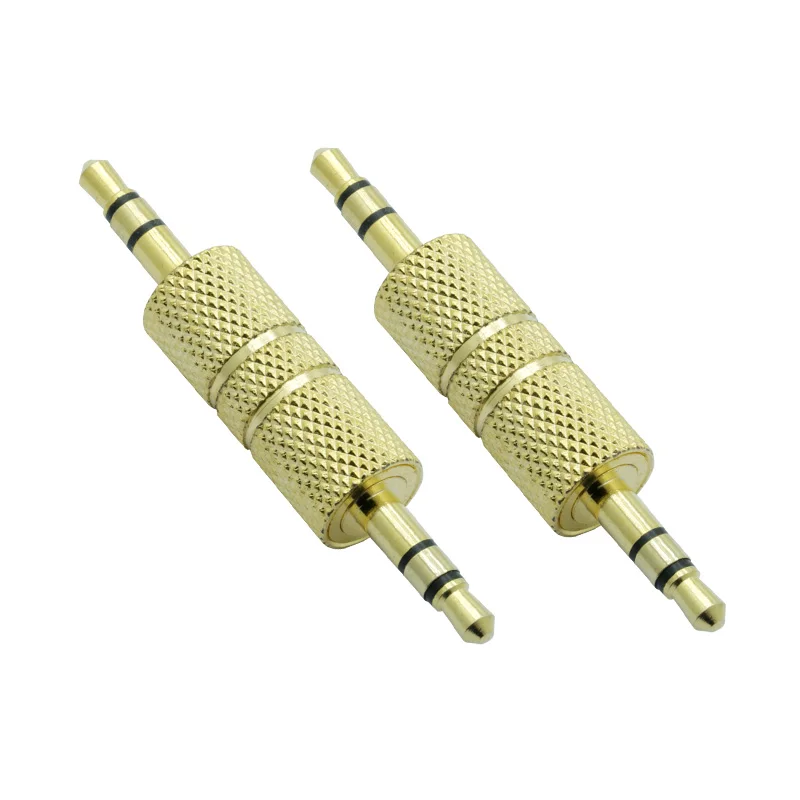 

50pcs jack 3.5mm to 3.5mm jack connector for audio guitar video gold plated 3.5mm male plug 3poles stereo sound effect