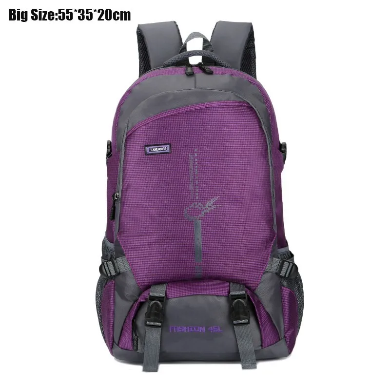 Big size Violet Мужской походный рюкзак для альпинизма, унисекс, нейлоновые уличные спортивные сумки, походные женские водонепроницаемые Рюкзаки для ноутбука, школьная сумка для подростков - Цвет: Big size Violet