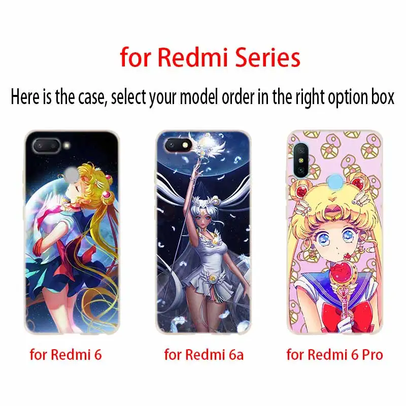 Милый мягкий чехол с Сейлор Мун fanart для Xiaomi Redmi 9A 8A 7A Note 10 9 8 7 Pro Max 10S 9S 8T роскошный