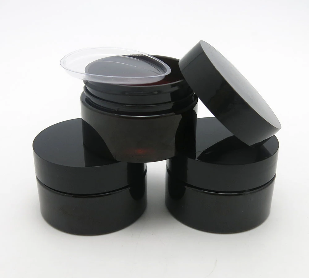 

24 x 30g DIY Mini Portable Amber Jar Pot Box Makeup Nail Art Cosmetic Cream 30cc 30ml Box Black Cap Container Plastic Jar