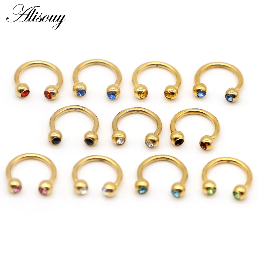 Alisouy 1 PCS Fashion Fake Septum Medical Titanium Nose Ring Silver Gold Body Clip Hoop For Women Septum Piercing Clip Jewelry - Окраска металла: Gold