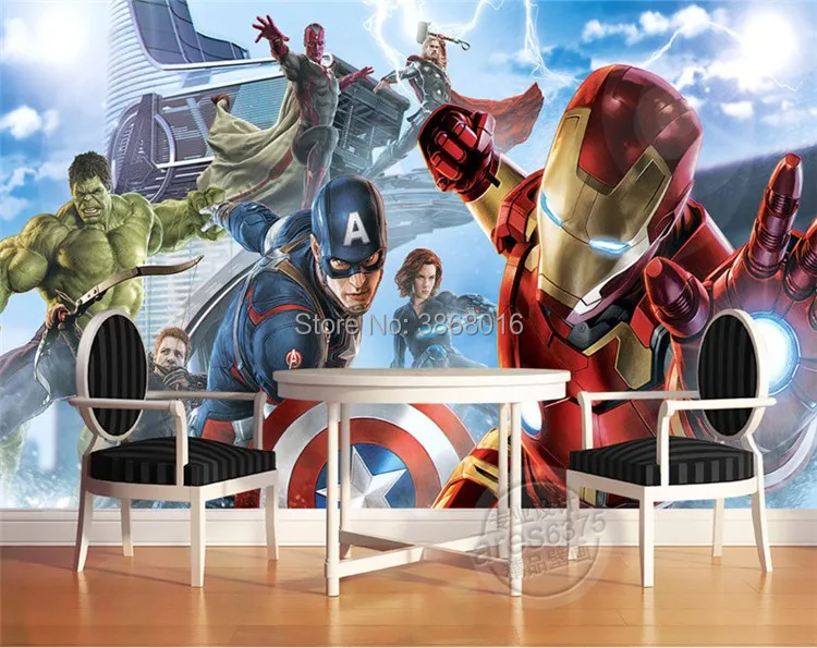 Пользовательские 3D Капитан Америка Мстители мальчики спальня фото обои Marvel Comics детская комната интерьер дизайн украшение комнаты