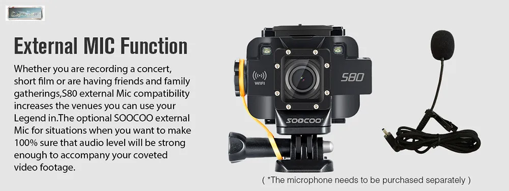 SOOCOO S80 экшн камера Водонепроницаемая мини видео встроенный wifi Спортивная DV Starlight