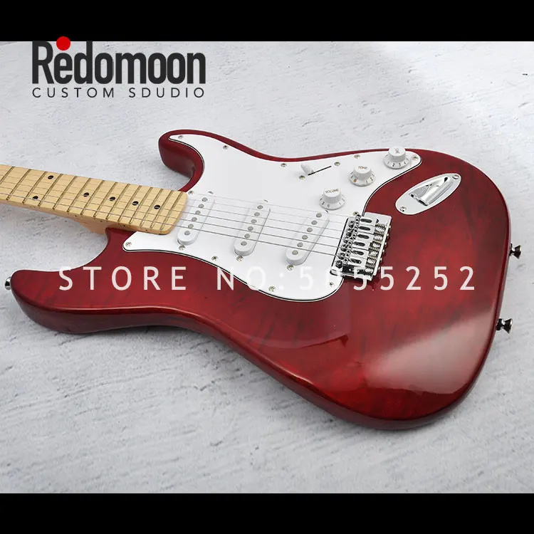 Фабрика на заказ ST гитара 6 струн с кленовым грифом липа тела красного цвета