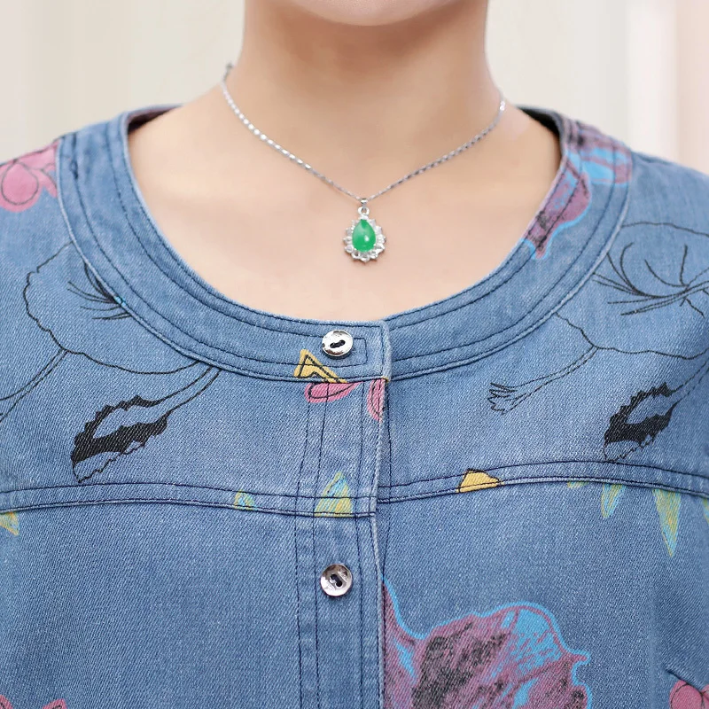 Женская джинсовая куртка с длинным рукавом и принтом больших размеров весна 2020 |