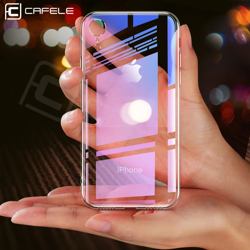 Cafele Tempered Glass Phone Case for iPhone XR 6.1&quot Clear Cover 6.1 inches TPU Soft Edge |