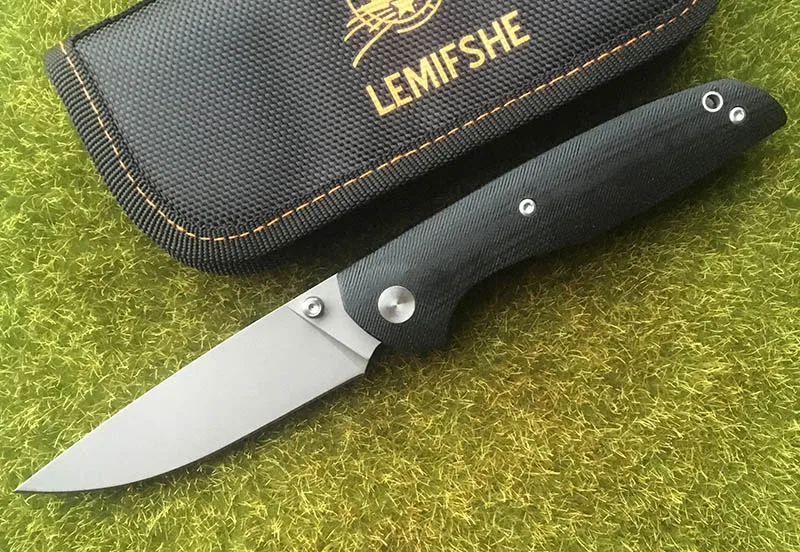 Черный LEMIFSHE 100ns Флиппер складной нож D2 лезвие G10+ стальная ручка Открытый Кемпинг Фрукты складной нож EDC инструмент - Цвет: Черный