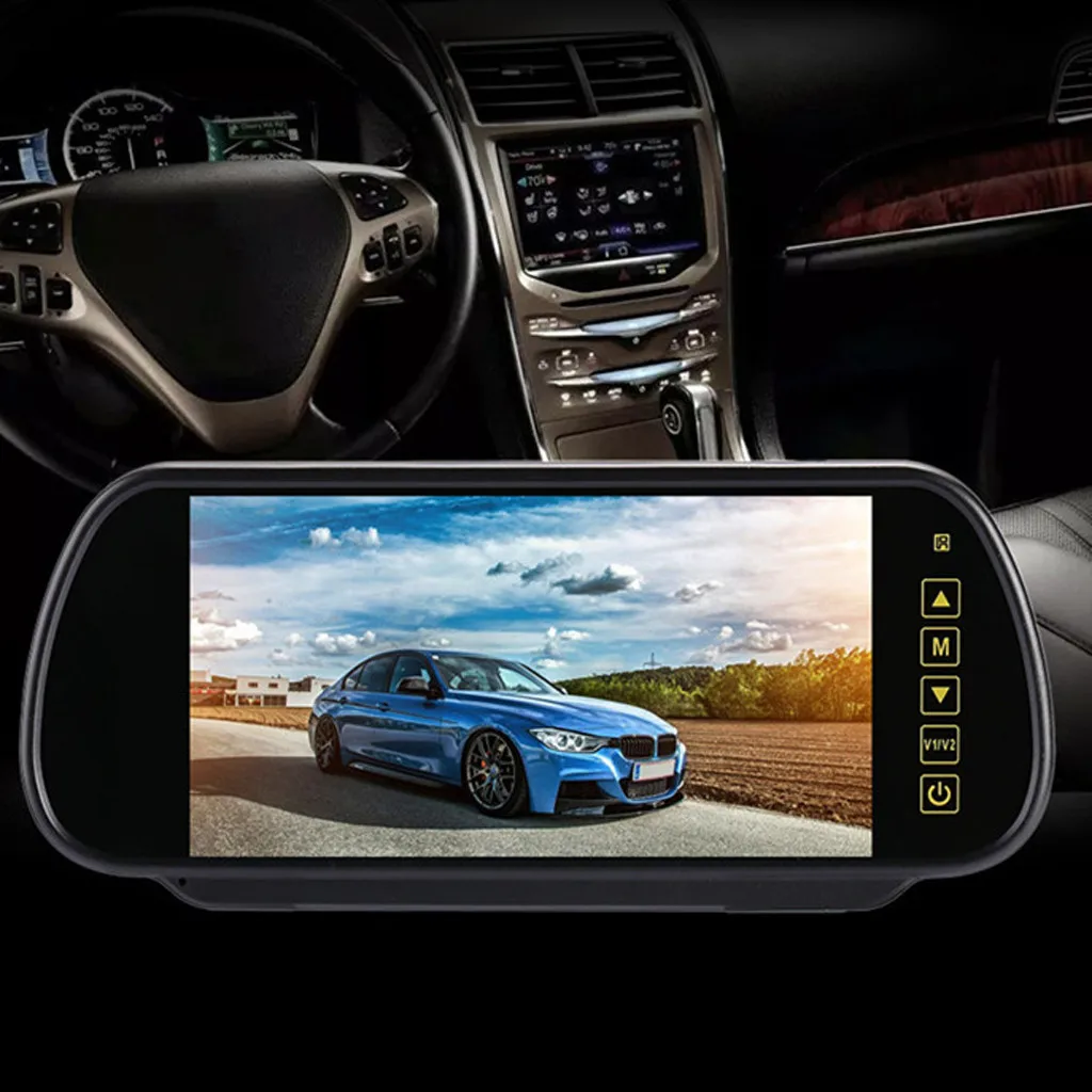 Автомобильный видеорегистратор 7 дюймов сенсорный HD зеркало заднего вида с двумя