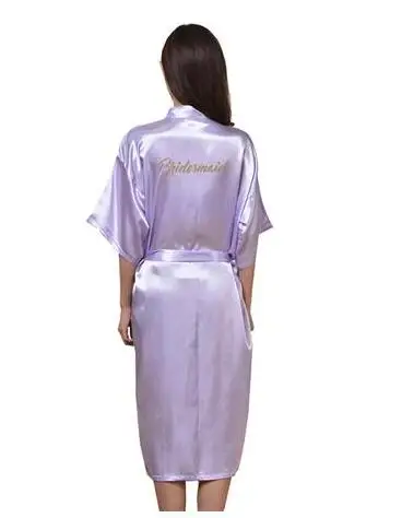 Lavender Bridesmaid TJ02 женский халат с буквенным принтом для невесты, подружки невесты, вечерние халаты - Цвет: Lavender Bridesmaid